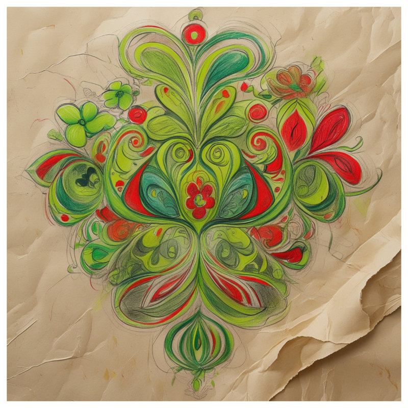 Floral Abstract Drawing Comforter, King