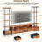 TV Stand with 5-Tier Bookshelf & 5 Fabric Drawers, Modern LED TV Console Table with Power Outlets