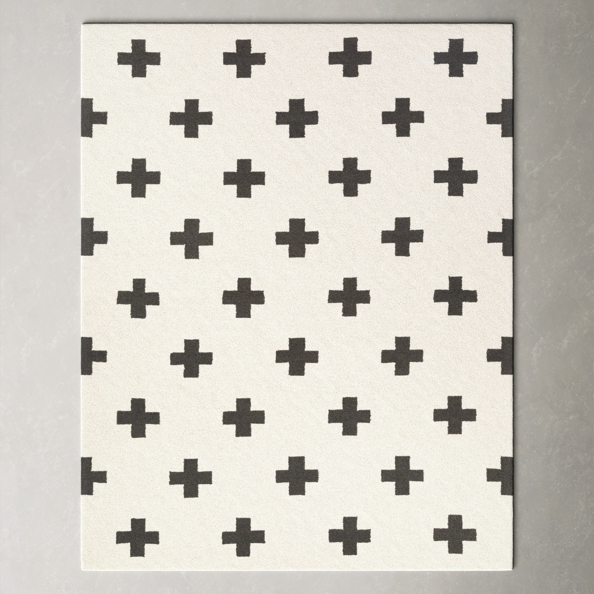 Dave Geometric Black & White Hand-Tufted 100% Wool Soft Area Rug