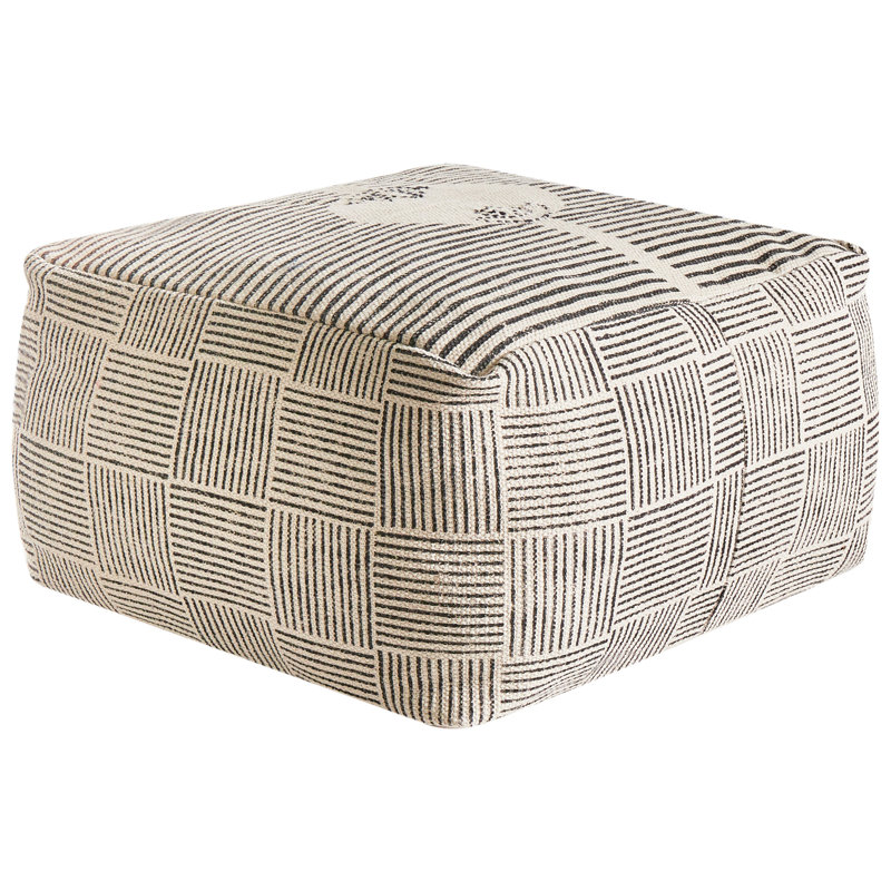 45cm Wide Square Striped Pouffe Ottoman