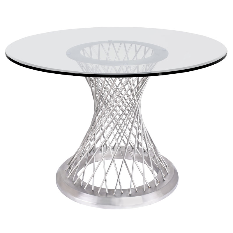 Ase Round Glass Top Metal Base Dining Table