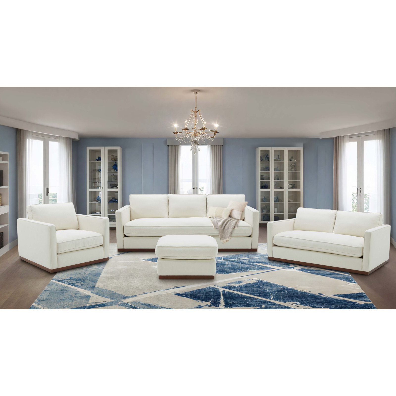 Bobbi 4 Piece Upholstered Living Room Set, Flanigan Cotton