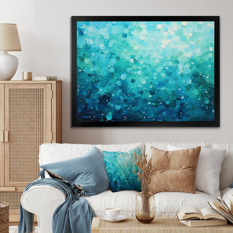 Aqua Lagoon II, reproduction d'art sur toile, Cadre simple noir, H 24 po x l 32 po x P 1 po