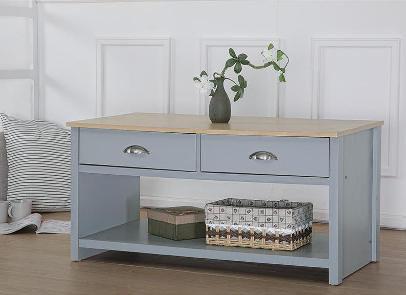 Caronni Sled Coffee Table with Storage, Grey