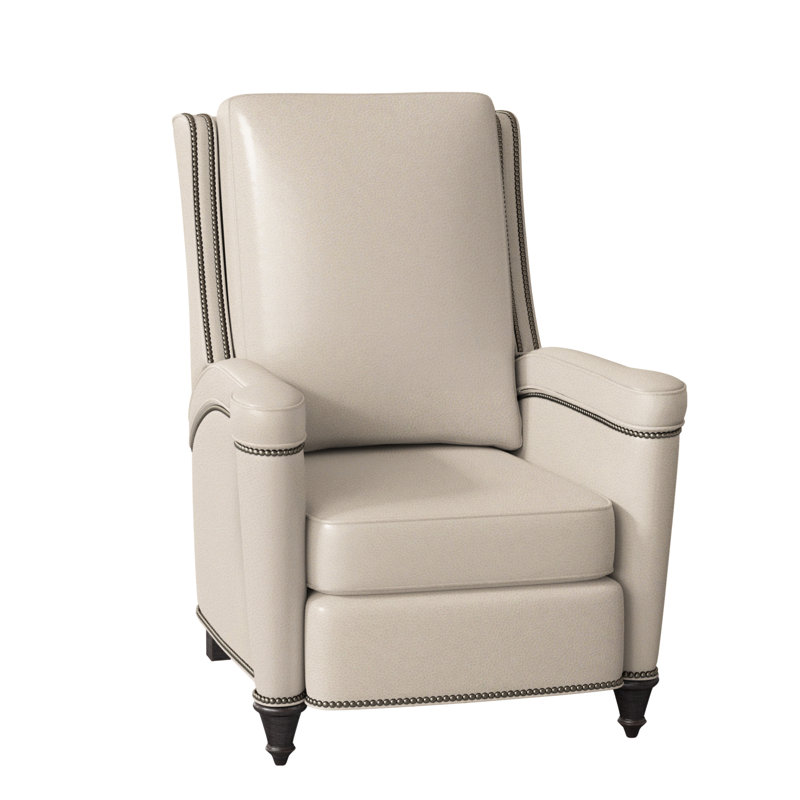 Mayes Recliner, Aline Light Gray Stonewash Genuine Leather, Gunmetal, Plantation