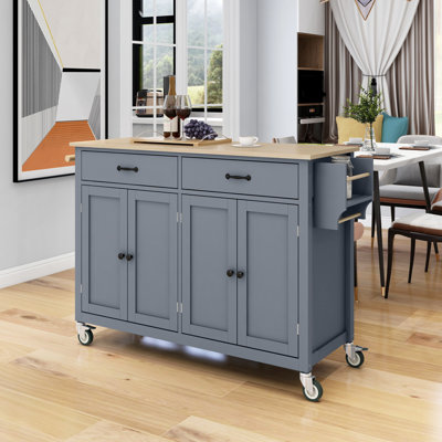 Cyniah Solid Wood Top Kitchen Island