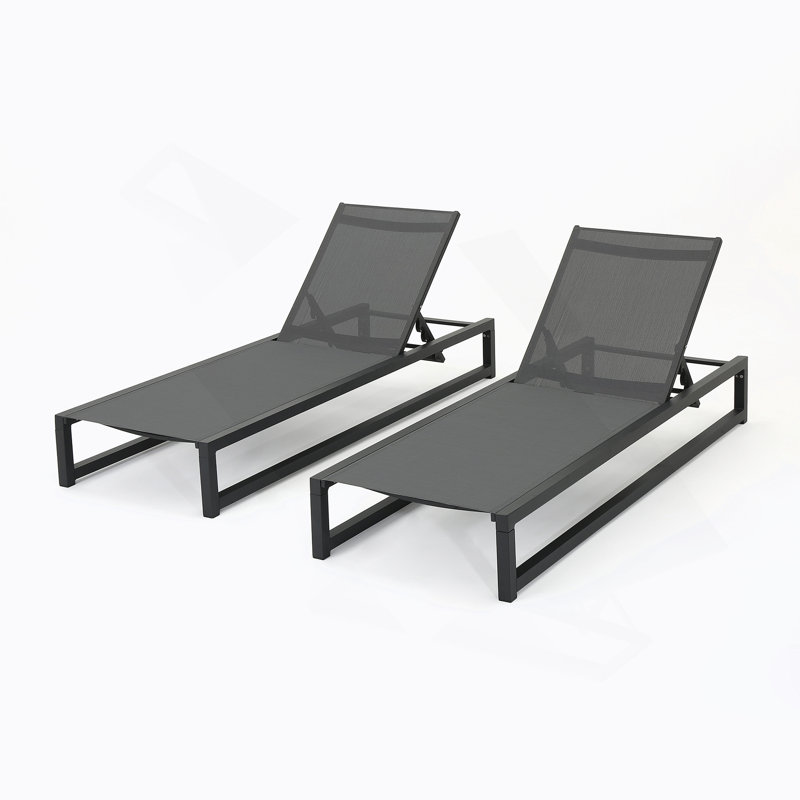 Ensemble de 2 chaises longues Venice, parfaites pour la détente en plein air, entièrement réglables et résistantes aux intempéries