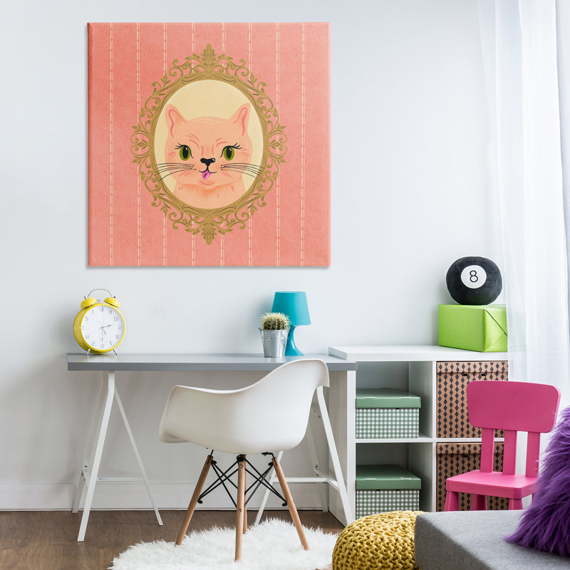 «Peach Cat Portrait» par Carrie Cantwell, H 36 po x l 36 po