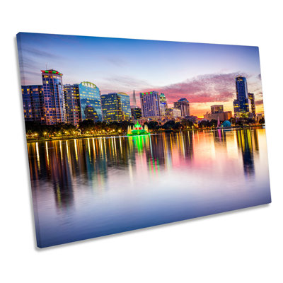 Orlando Florida Skyline Sunset - Wrapped Canvas Print
