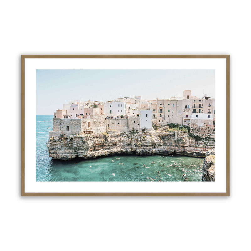 Imprimé roulé Ocean's Edge II, sans cadre, H 12,25 po x l 15,25 po x P 1,25 po, Cadre simple brossé doré