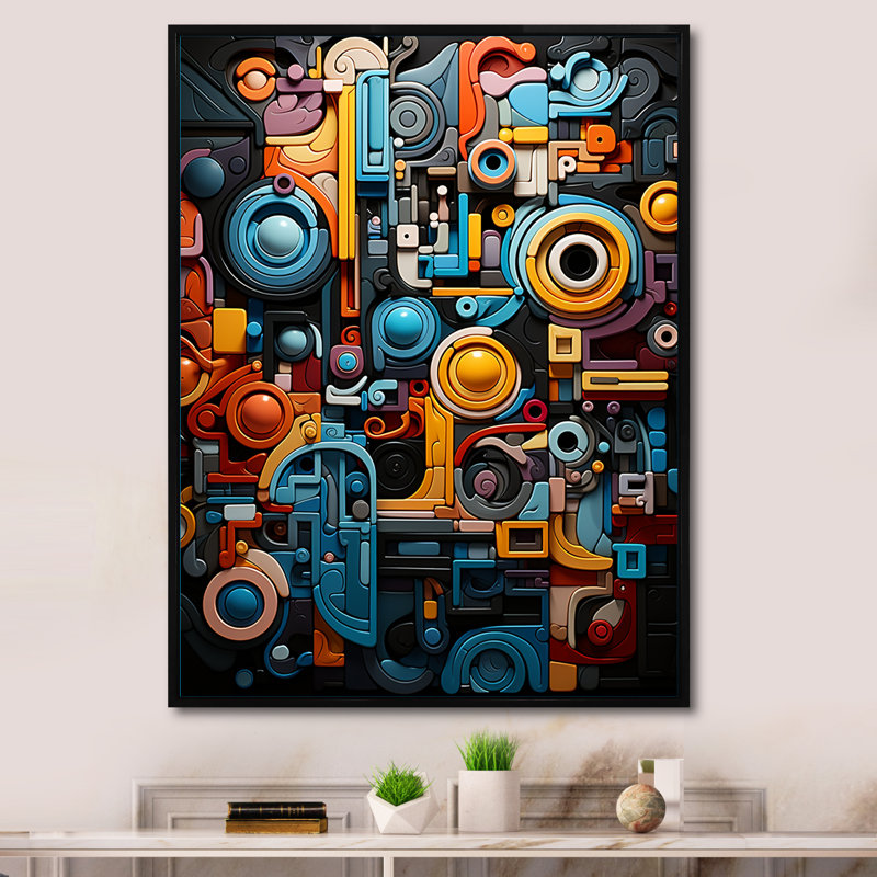 Opt Opt Chromatique Fusion II sur toile, H 20 po x l 12 po x P 1 po, Cadre flottant noir