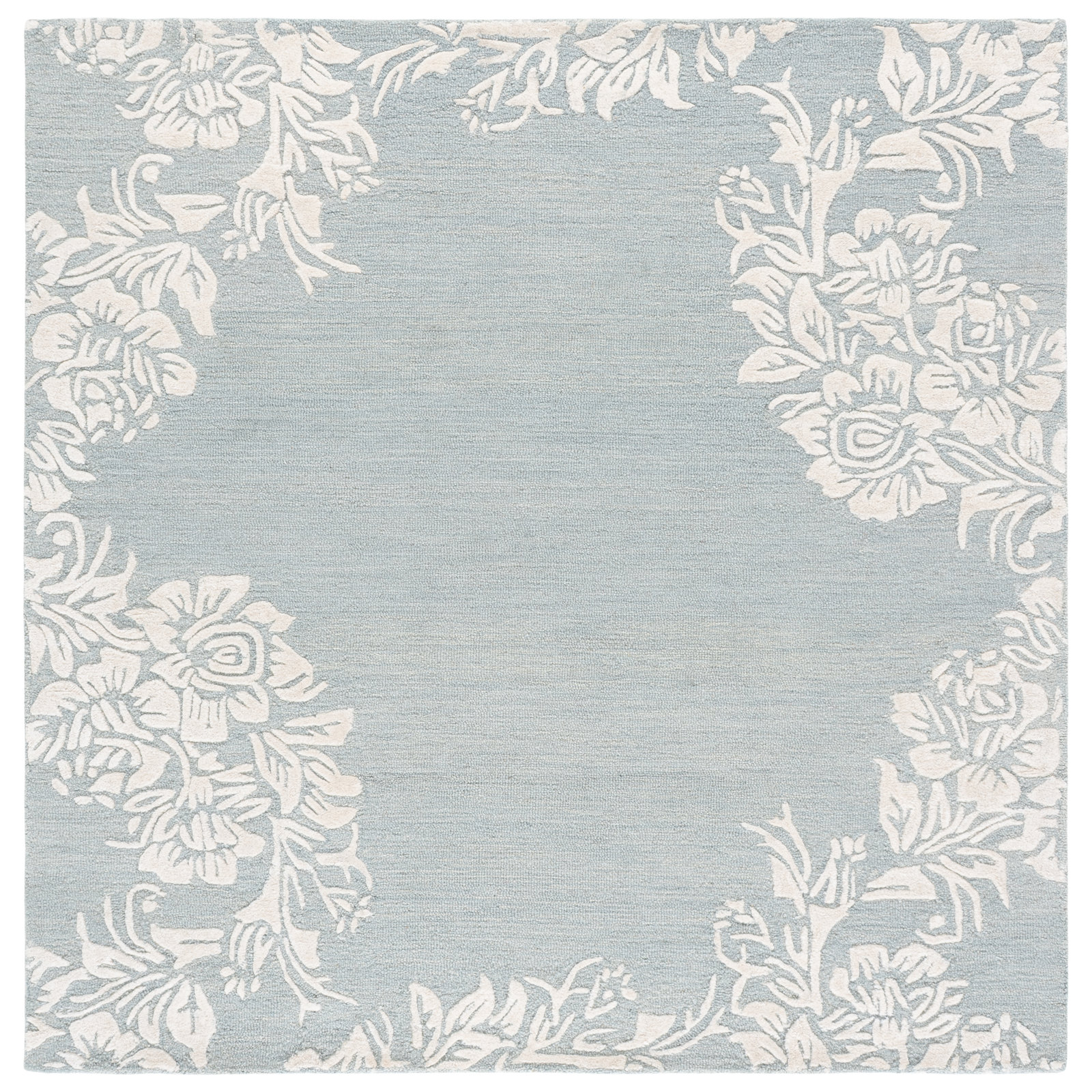 Hand-Tufted Wool Floral Rug, Square 6'