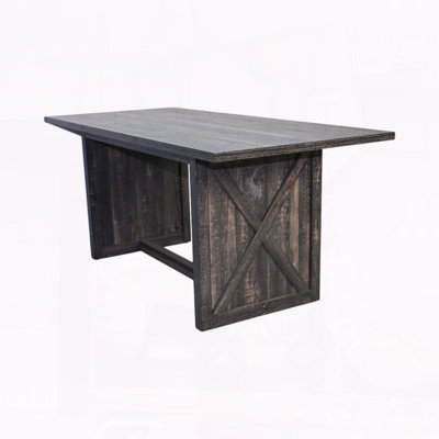 70.87" Farmhouse Dining Table – Rustic Gray, X-Shaped Legs, Seats 6-8