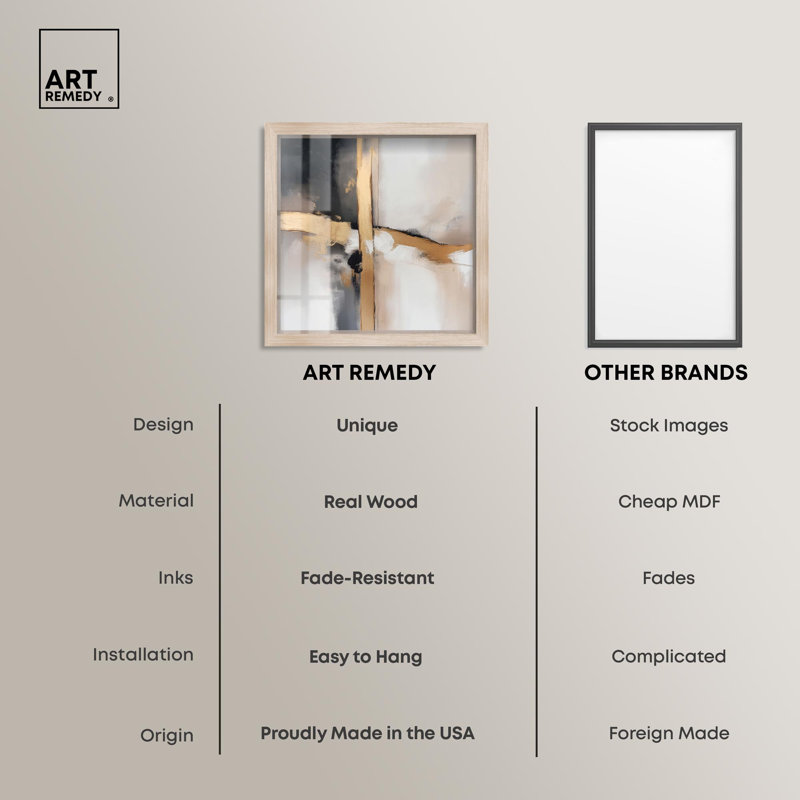 Décoration dorée élégante Golden Hour I par Art Remedy, H 31 po x l 31 po, Crème, crème