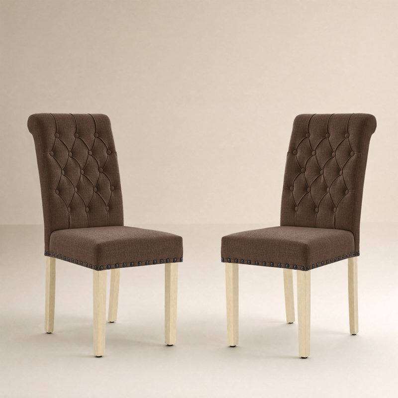 Chaises de salle à manger rembourrées Amby, Brun
