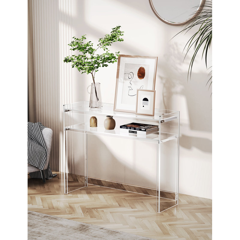 Acrylic Console Table, Entryway Table With Storage Shelves