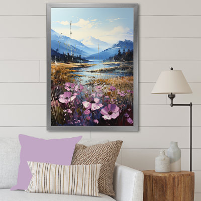 «Violets Flowers Mountain Charm I», reproduction sur toile