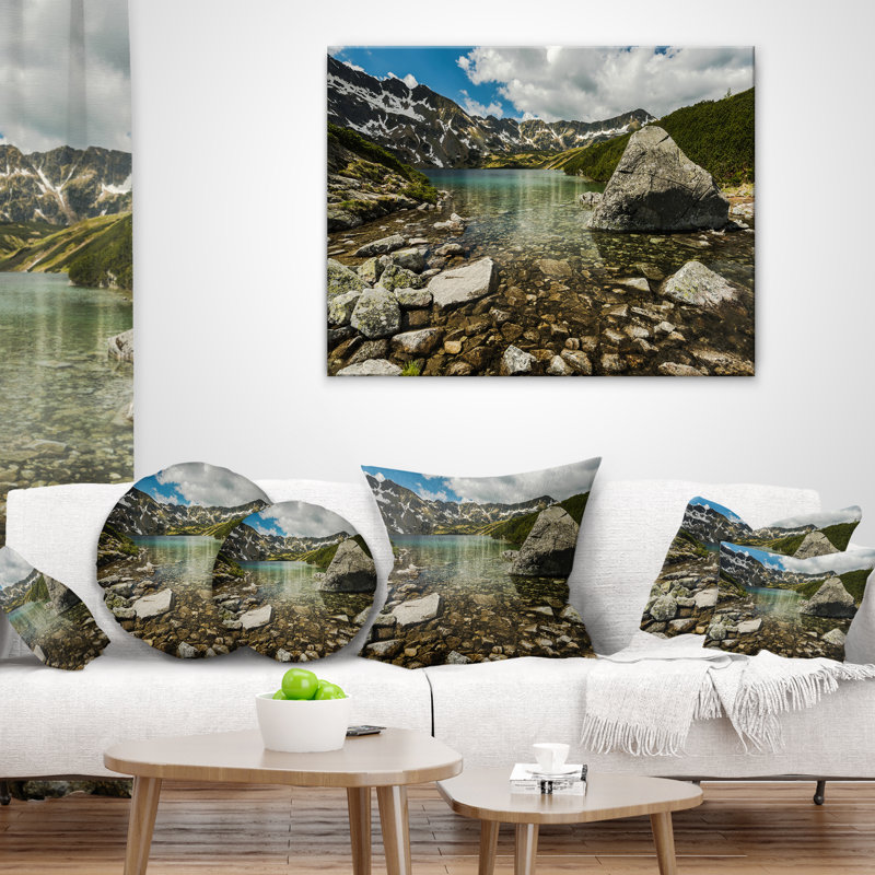 Coussin imprimé "étang" dans cinq lacs valley landscape, 18 po x 18 po, Coussin décoratif