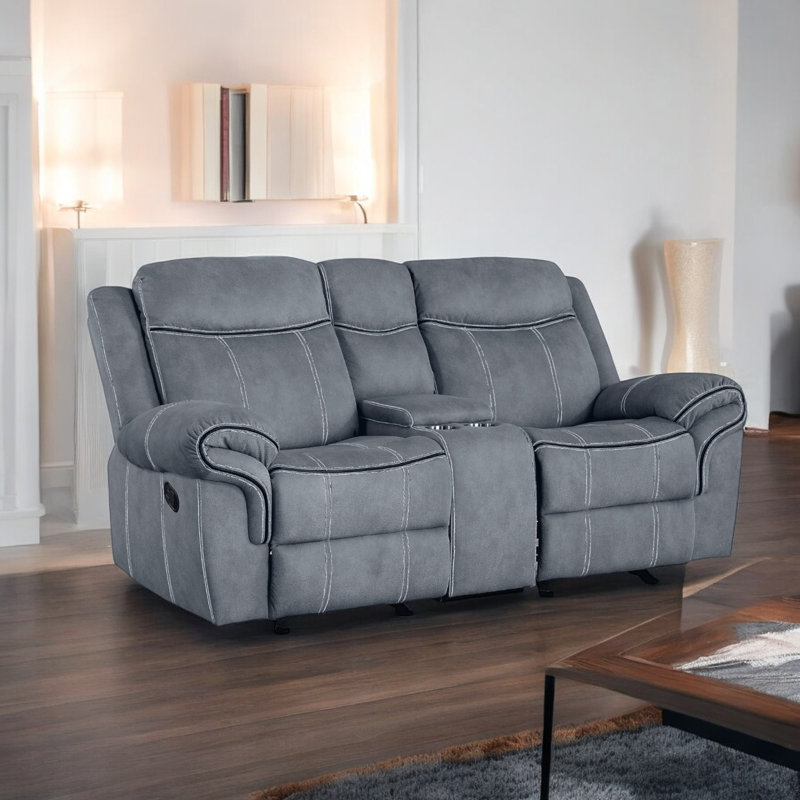 Causeuse inclinable en velours avec console Louth, Gris