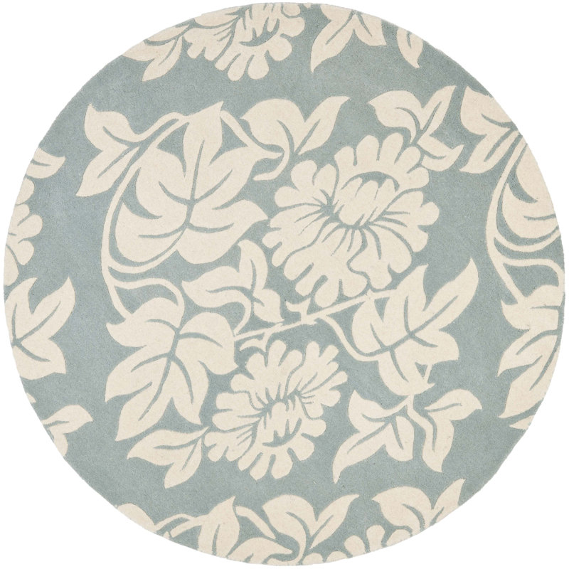 Candelo Hand Tufted Wool And Viscose Floral Rug, Round 6'