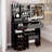37 Inch Left Drawer Vanity Table With Cushioned Stool, 2 AC+2 USB Sockets, Hair Dryer Stand, Large Touch Control LED Sliding Mirror, 3-Color Switch Makeup Set-40482602