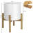 Elayna Ceramic Planter with Wood Stand-345133211-345935326