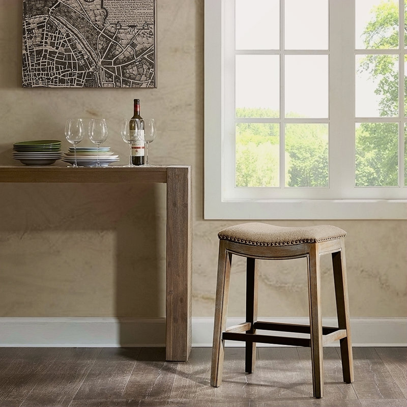 Saddle Counter Stool, Fabric Brown