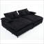 Chaise longue double surdimensionnée de 109 po | Canapé-lit en velours côtelé avec 4 engrenages réglables et 4 coussins | Noir | Cadre en bois massif-1427579791
