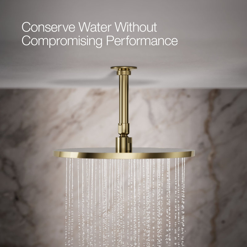 Contemporary Round 12" Rainhead with Katalyst Air-Induction Spray, 2.5 Gpm, Vibrant French Gold