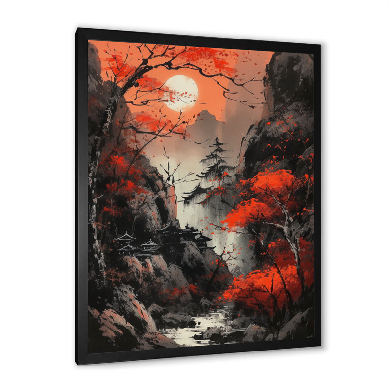 Lune de Sherburne et érable japonais III, Cadre photo noir, H 20 po x l 12 po x P 1 po