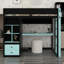 Cadre de lit mezzanine avec armoire et bureau, bande DEL contrôlable par application intelligente, ports de chargement USB pratiques-86746042