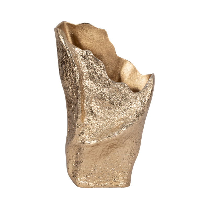Unique Edge Metal Vase, 18" H x 11" W x 7" D