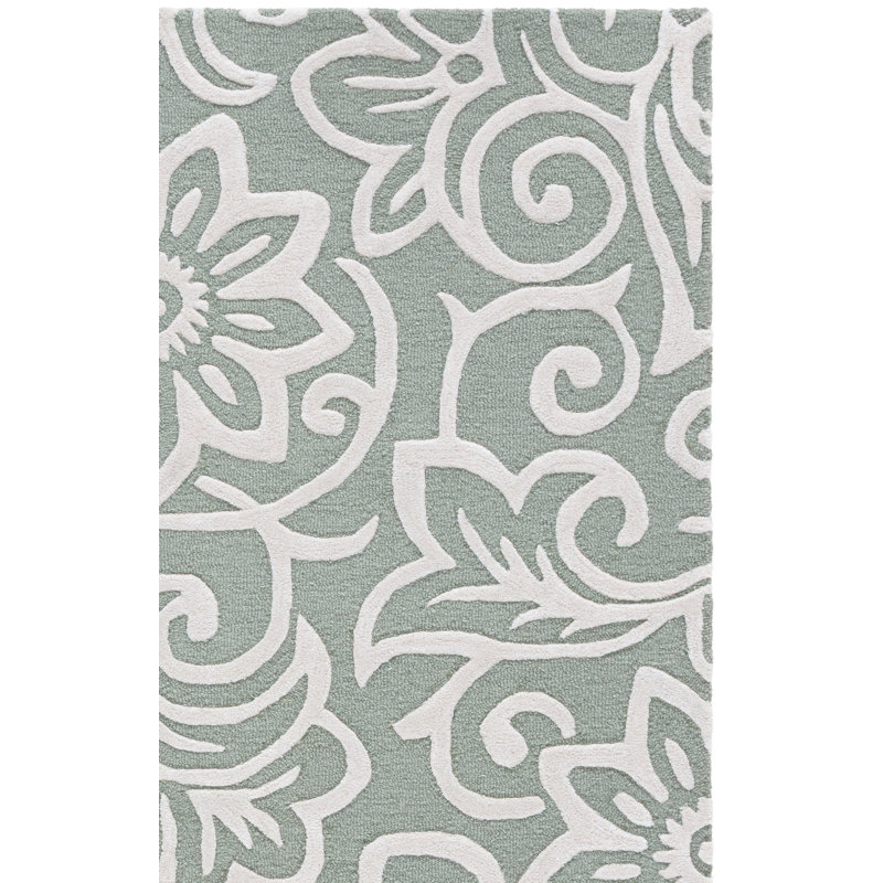 Glamour Hand Tufted Wool; Viscose; Cotton Floral Indoor Rug, Rectangle 4' x 6'