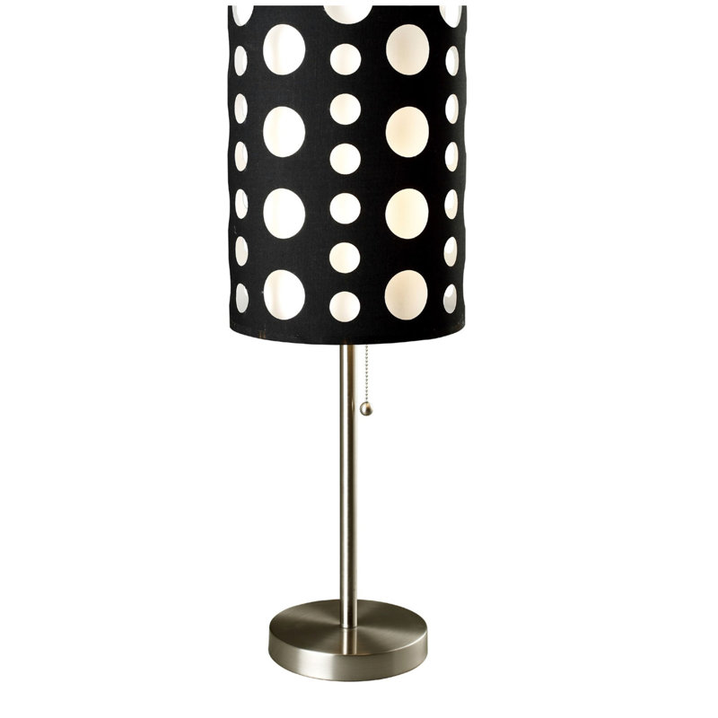 Lampe de table 33 po en métal de style rétro avec abat-jour, Noir / blanc