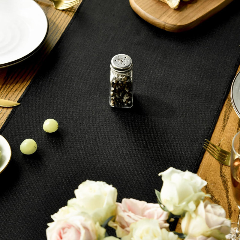 Black Boho Rural Rustic Farmhouse Tassel Halloween Table Runner, 33x143 cm Kitchen Dining Table Decoration Wedding Holiday Party Decor