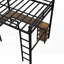 Lit mezzanine double en métal (grand lit), sans sommier, support solide, noir