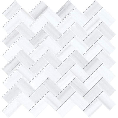 1" x 2" Marble Herringbone Mosaic Wall & Floor Tile