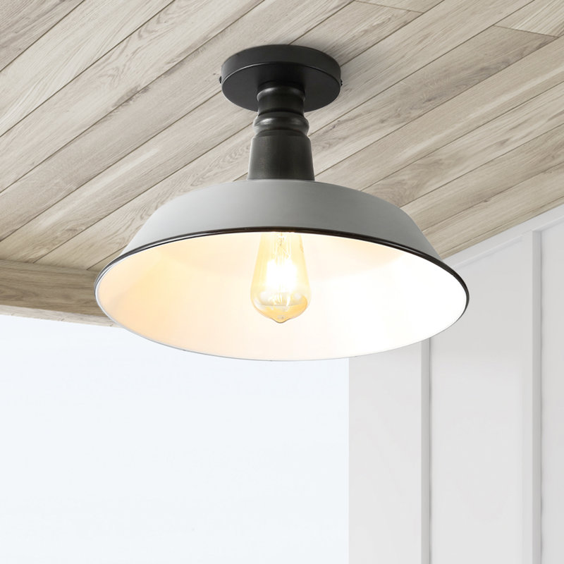 Plafonnier semi-encastré 1 lumière 14 po, Gris