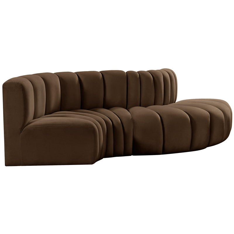 Houssam Upholstered Curved Sectional Reversible, Brown Velvet