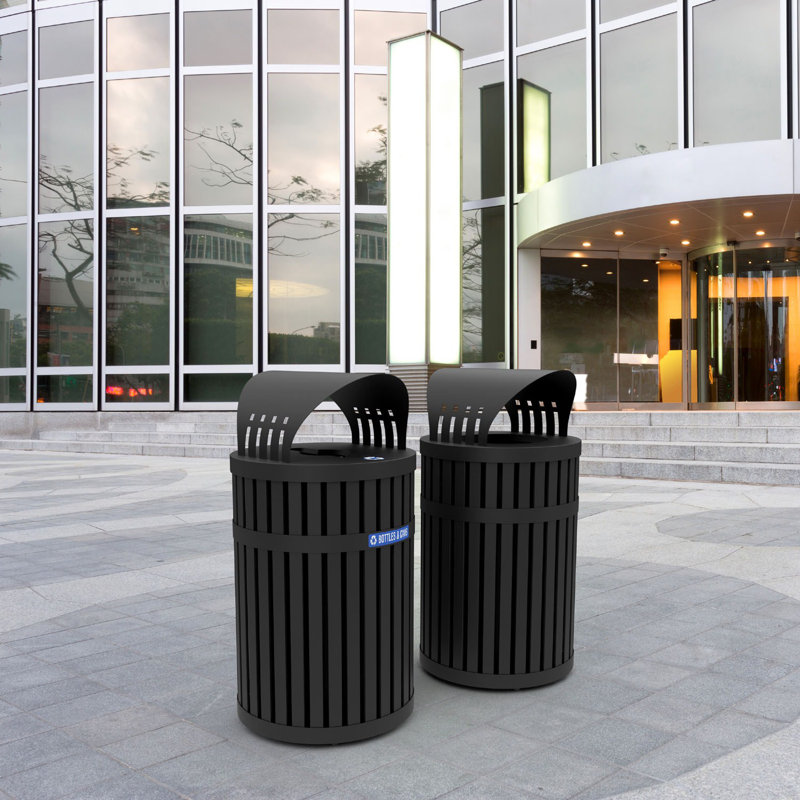 ArchTec Steel Open Outdoor Trash/Recycling Bins - 45 Gallons