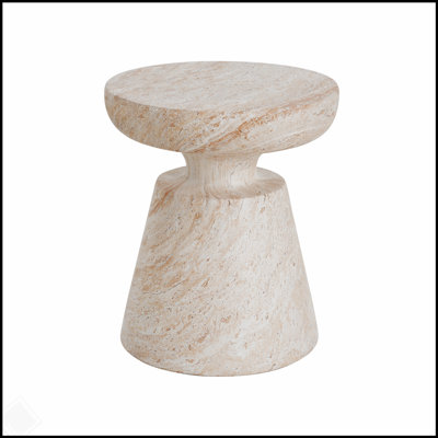 Table d'appoint polyvalente en béton léger pour une utilisation intérieure et extérieure, durable et élégante avec une finition en travertin naturel