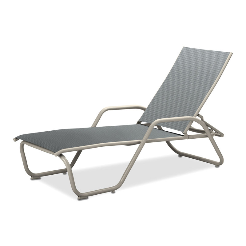 Outdoor Rust-Resistant Metal Chaise Lounge, Textured Warm Gray, Boulder