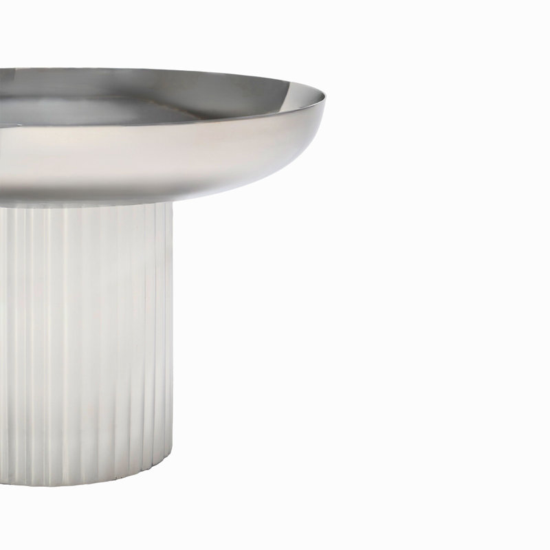 Guilded Round Serving Platter, 8.19" H x 11.75" W x 11.75" D, Silver