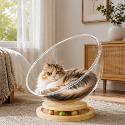 Acrylic Space Capsule Cat Bed – Clear Bubble Lounge