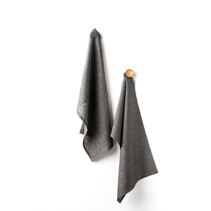 Kitchen Linen - 100% Pure Linen Kitchen Towels, Charcoal Grey