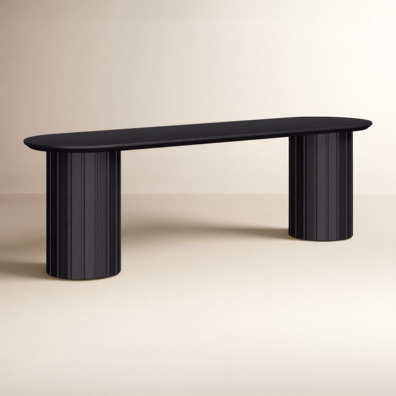 Povera Solid Wood Bench, Black