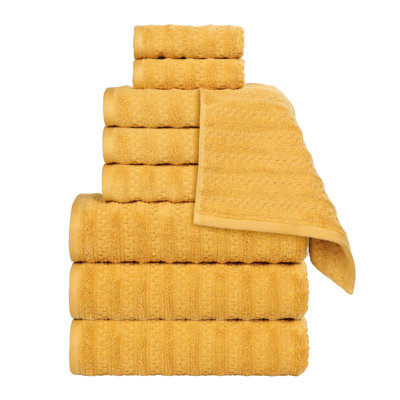 Nile Mills  Zero-Twist Cotton Towel Set - Waffle Stripe Texture - Quick-Dry