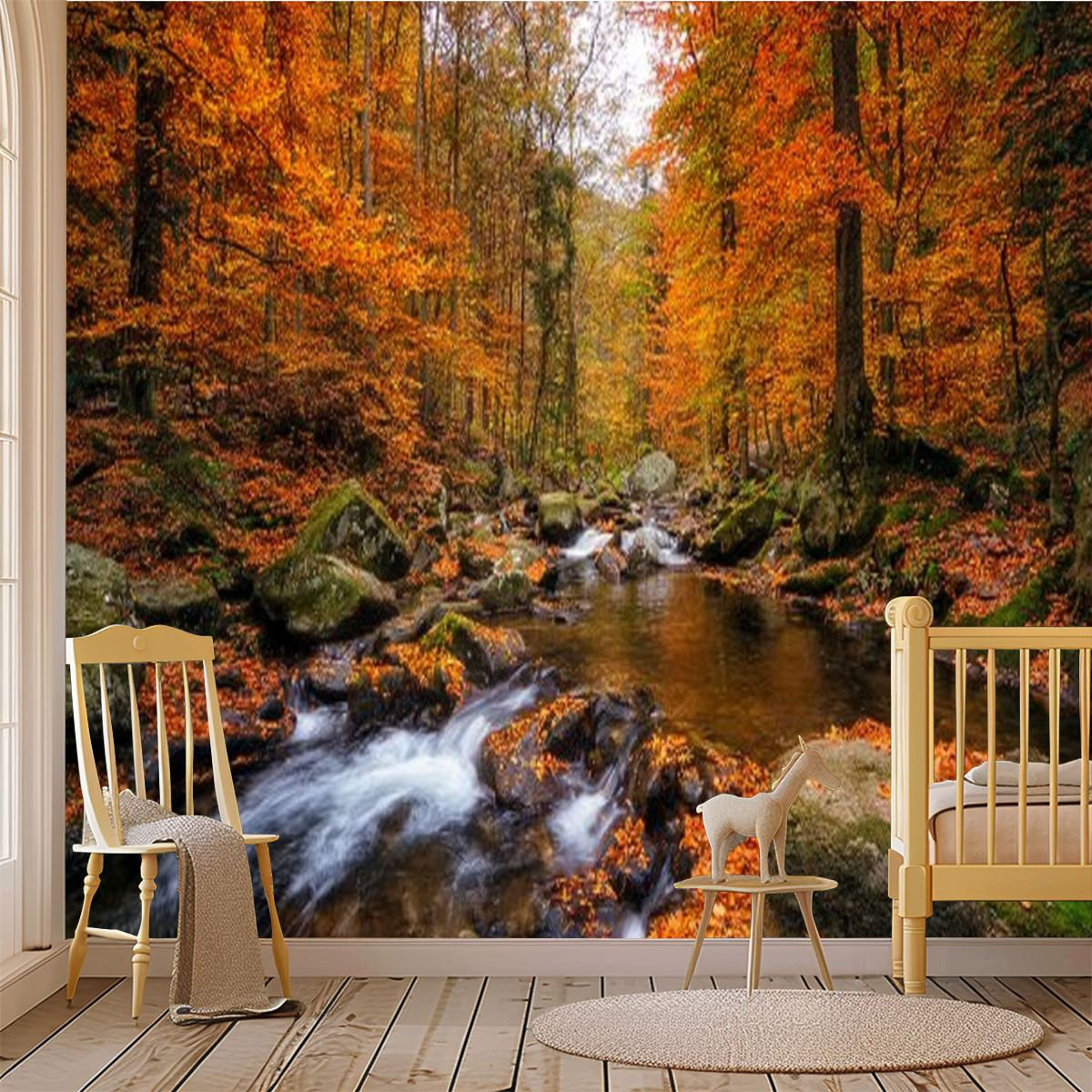 Latitude Run® Peel and Stick Wallpaper Wall Mural Stream foggy Forest ...