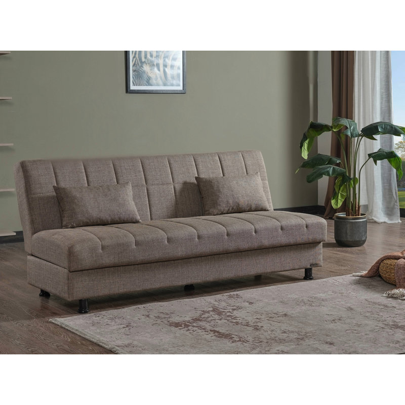Sasta 75" Convertible Sofabed with Storage, Sleeper Sofa Couch for Living Room, Brown