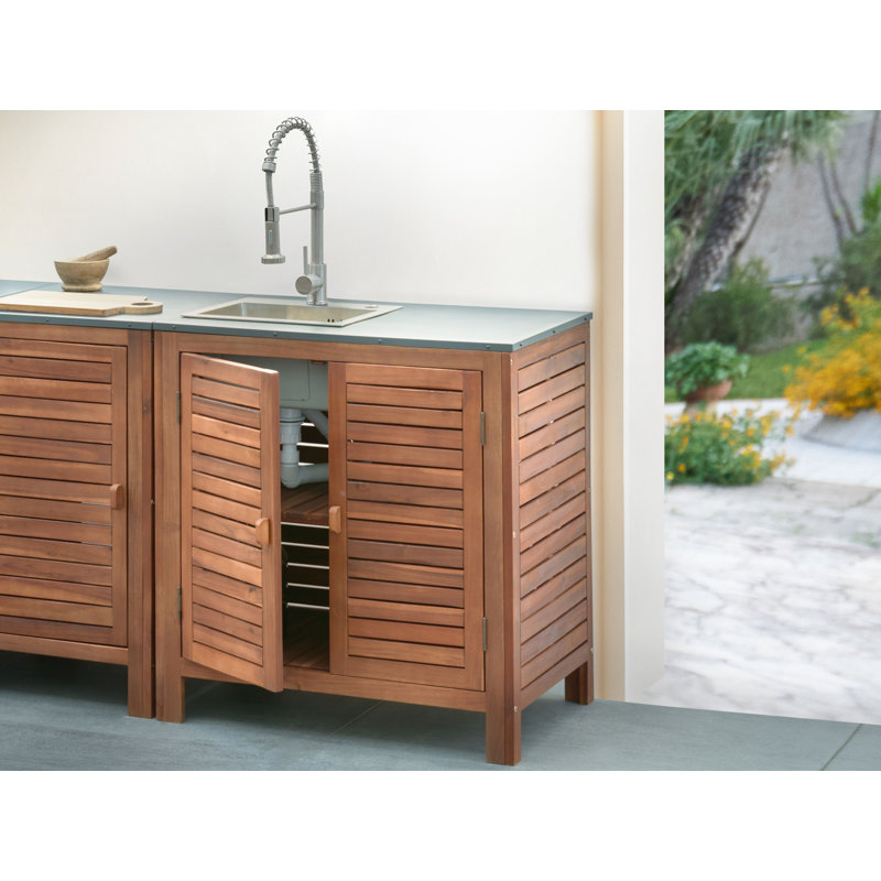 Outdoor Kitchen Cabinet with Sink BRUCOLI Acacia Wood 80 cm 50 cm Brown